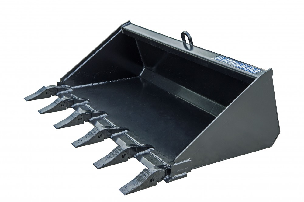 Blue diamond tooth bucket attachment for mini skid steer